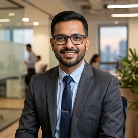 Farhan Qureshi — fictional demo investor profile portrait
